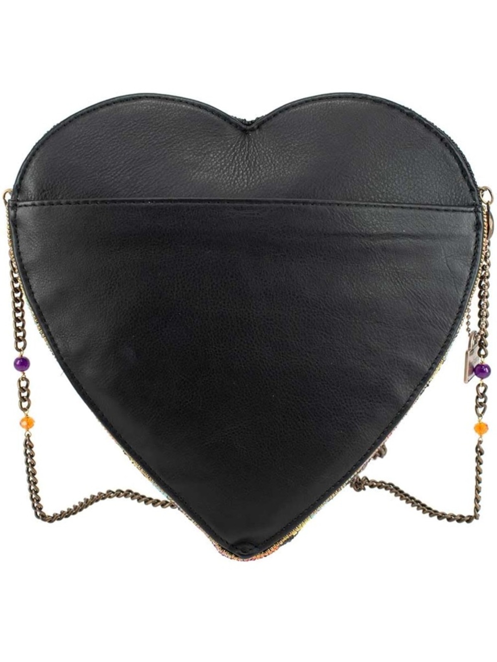 Mary Frances Black Multicolor Beaded Heart Peace Crossbody - Picture 6 of 6